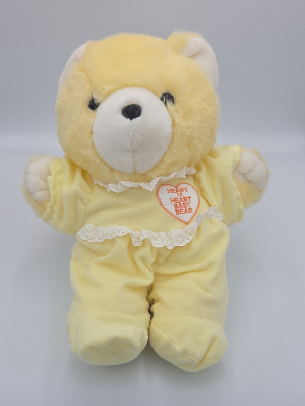 Vintage Yellow Heart To Heart Baby Bear Plush 1986 Chosun Int’l - Untested 14"